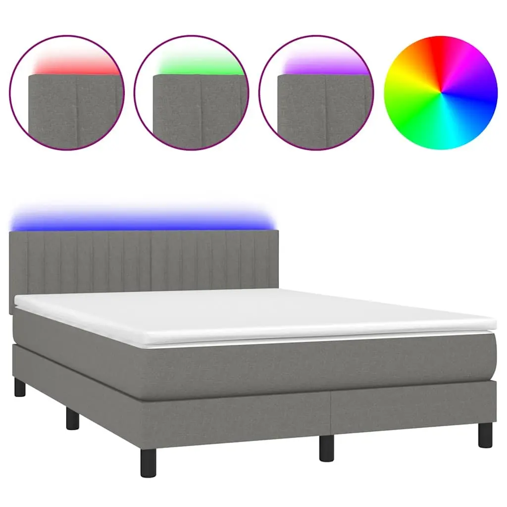 Queen Size Box Spring Bed with LED Lighting