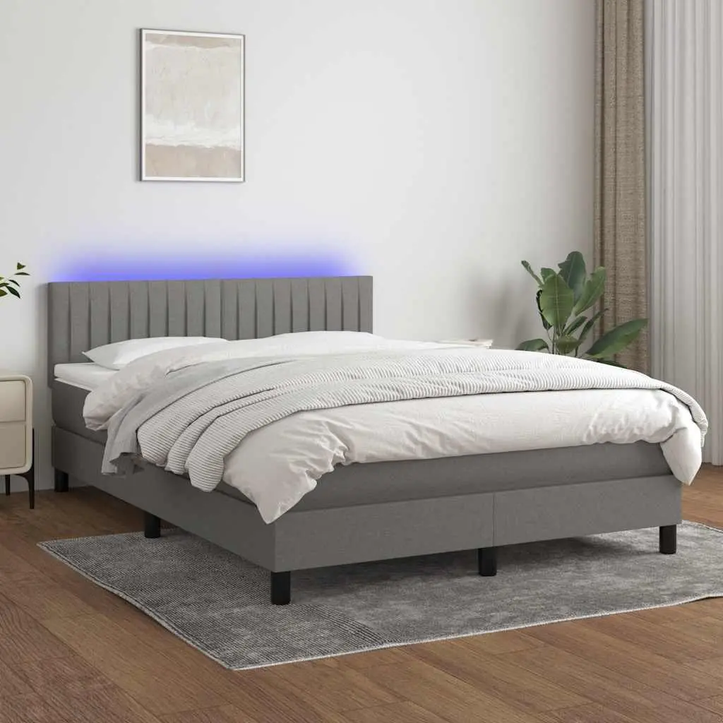 Queen Size Box Spring Bed with LED Lighting
