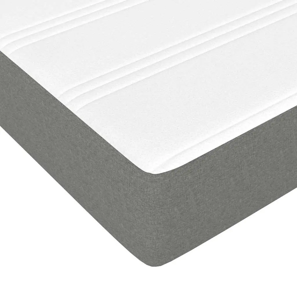 Queen Size Box Spring Bed Pocket Spring Mattress LED Headboard Grey Fabric