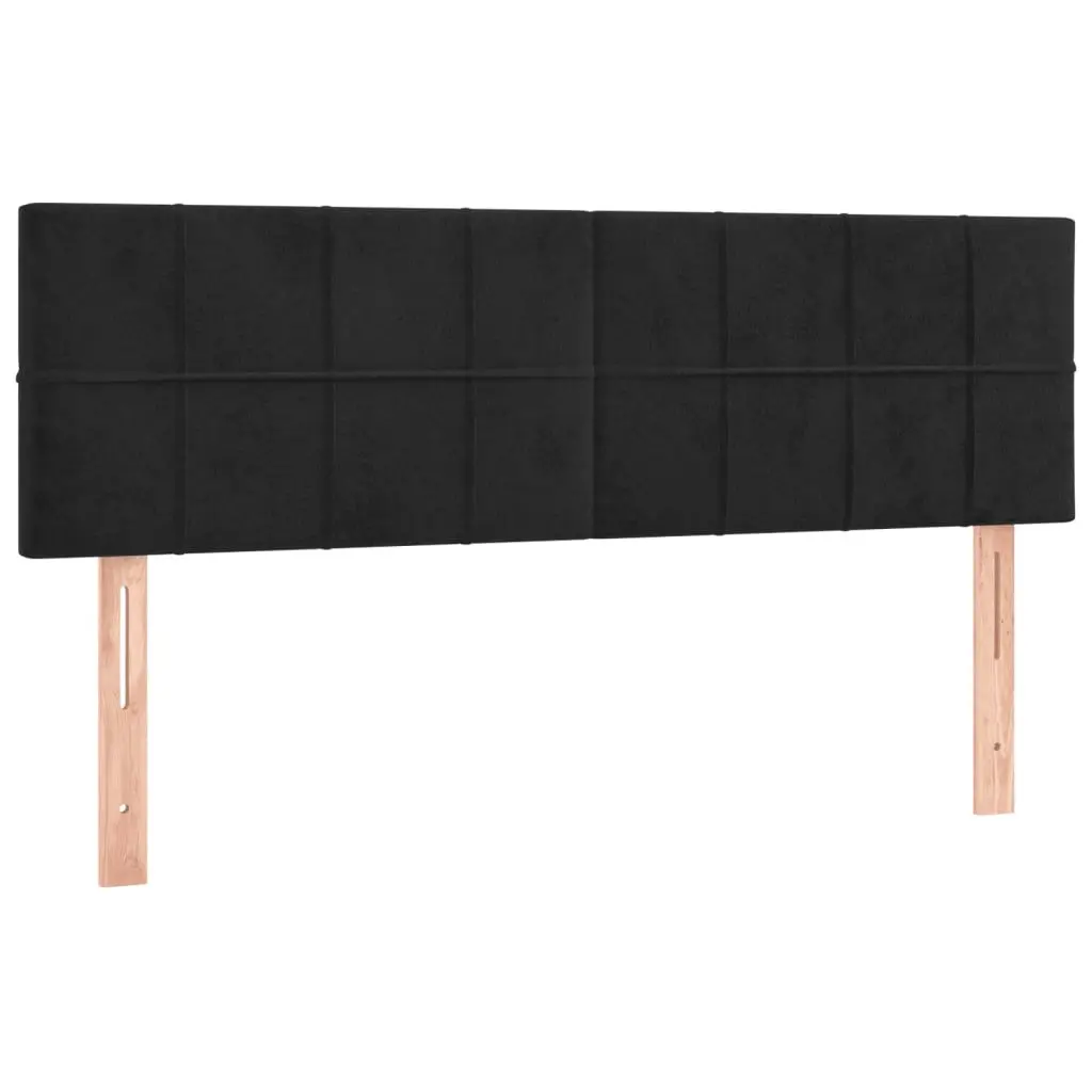 Queen Box Spring Bed Pocket Spring Mattress Adjustable Velvet Headboard Black