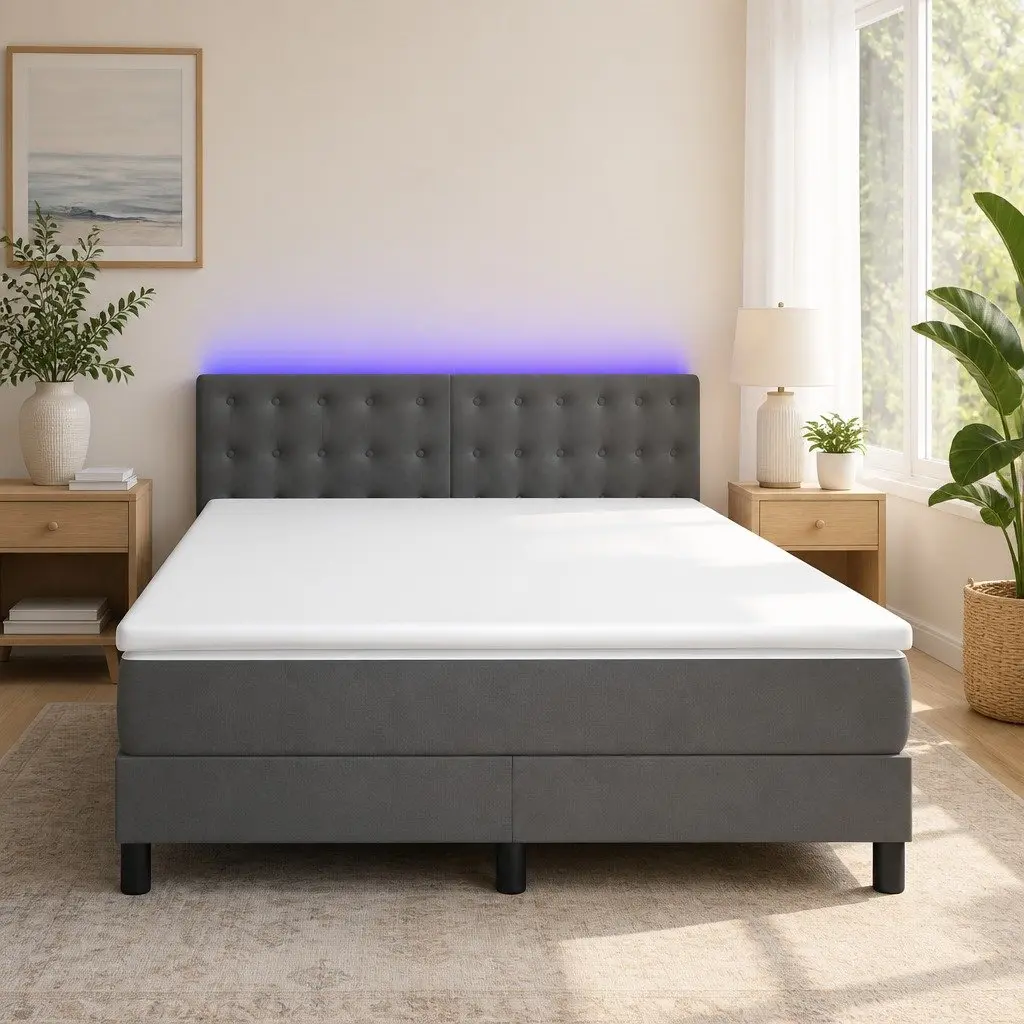 Box Spring Bed with Pocket Spring Mattress Queen Size Grey Velvet