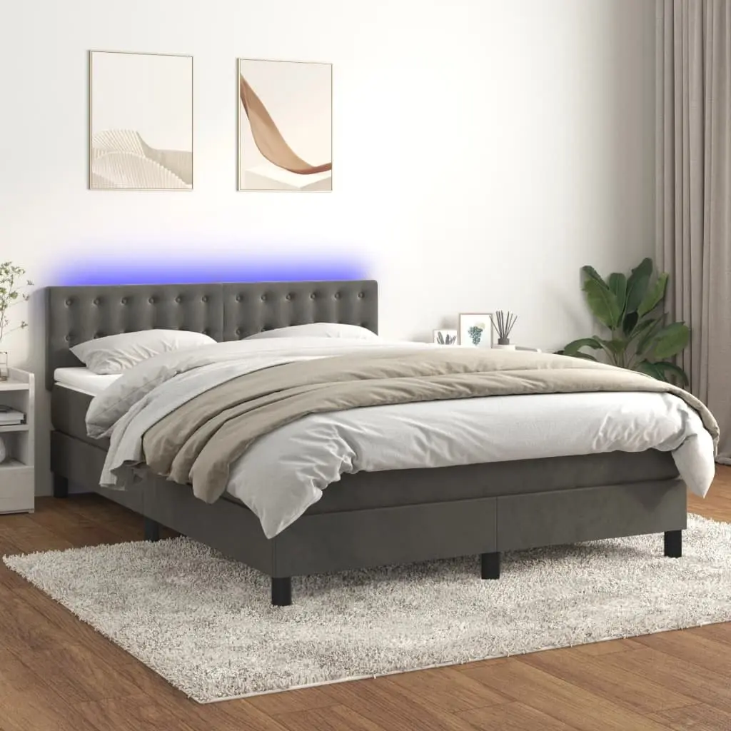 Box Spring Bed with Pocket Spring Mattress Queen Size Grey Velvet