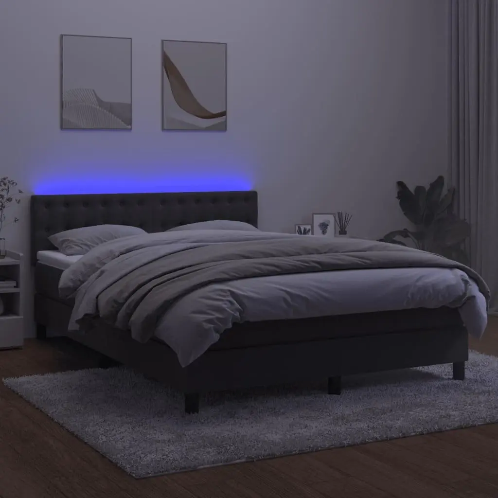 Box Spring Bed with Pocket Spring Mattress Queen Size Grey Velvet