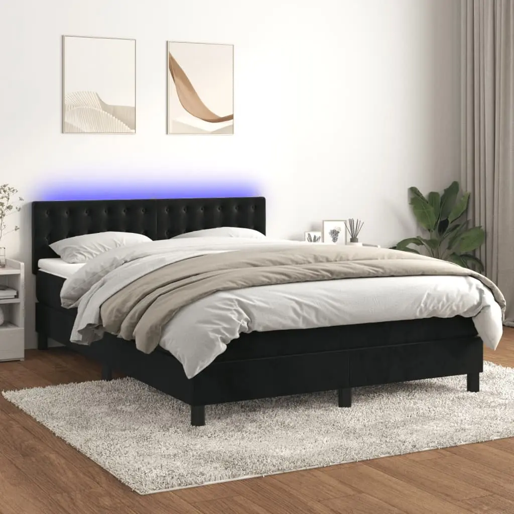 Queen Box Spring Bed with LED Lights