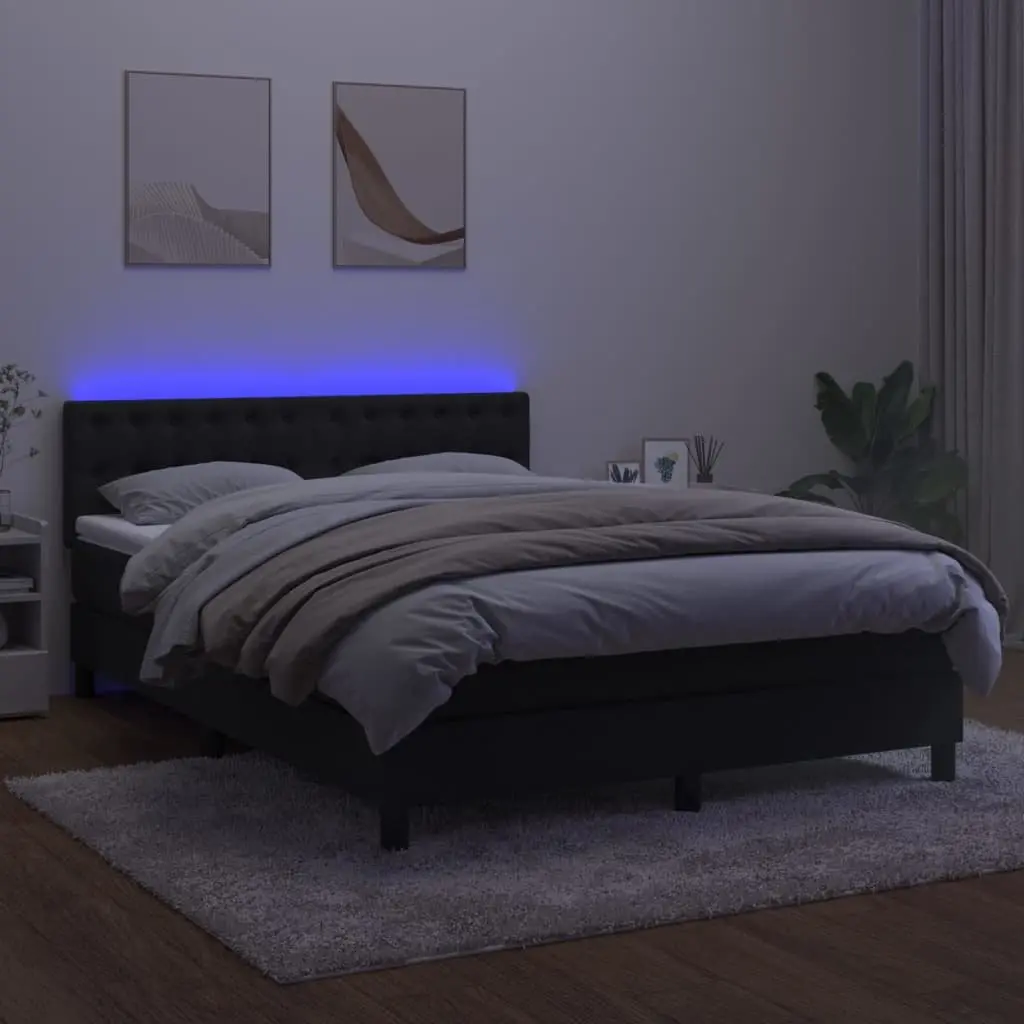 Queen Box Spring Bed with LED Lights