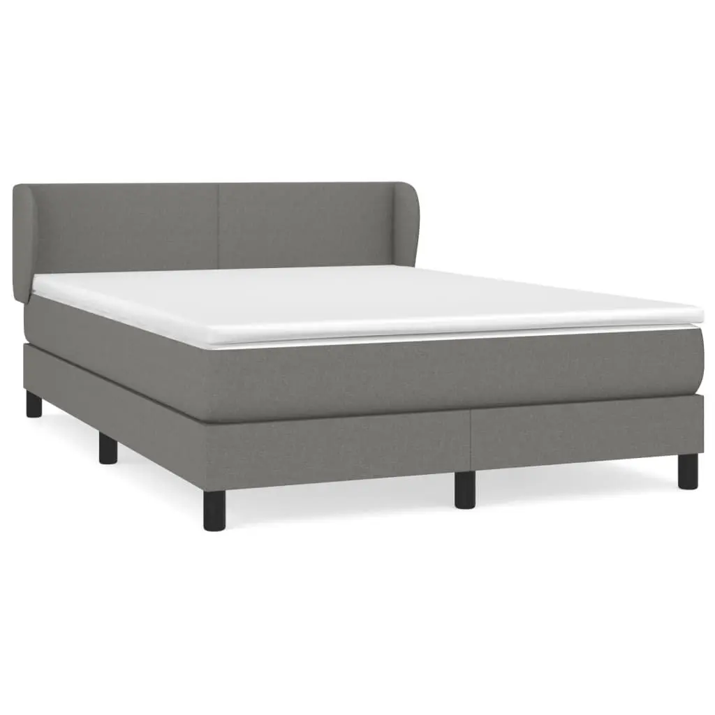 Queen Size Box Spring Bed with Pocket Spring Mattress Adjustable Headboard Grey Fabric