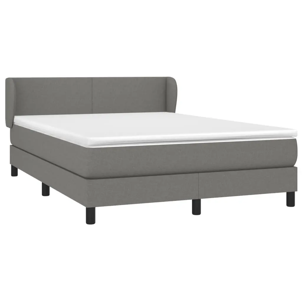 Queen Size Box Spring Bed with Pocket Spring Mattress Adjustable Headboard Grey Fabric