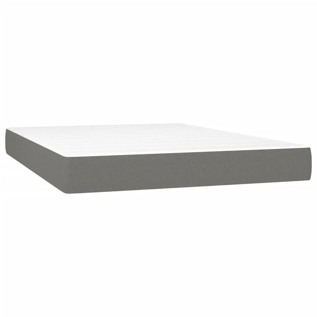 Queen Size Box Spring Bed with Pocket Spring Mattress Adjustable Headboard Grey Fabric