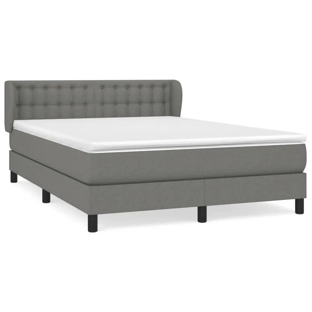 Box Spring Bed with Pocket Spring Mattress Grey Fabric Queen Size Headboard