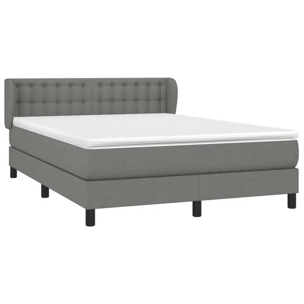 Box Spring Bed with Pocket Spring Mattress Grey Fabric Queen Size Headboard