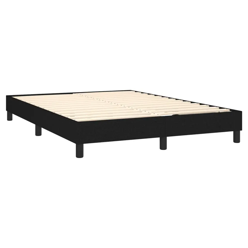 Box Spring Bed with Pocket Spring Mattress Queen Size Adjustable Headboard Black