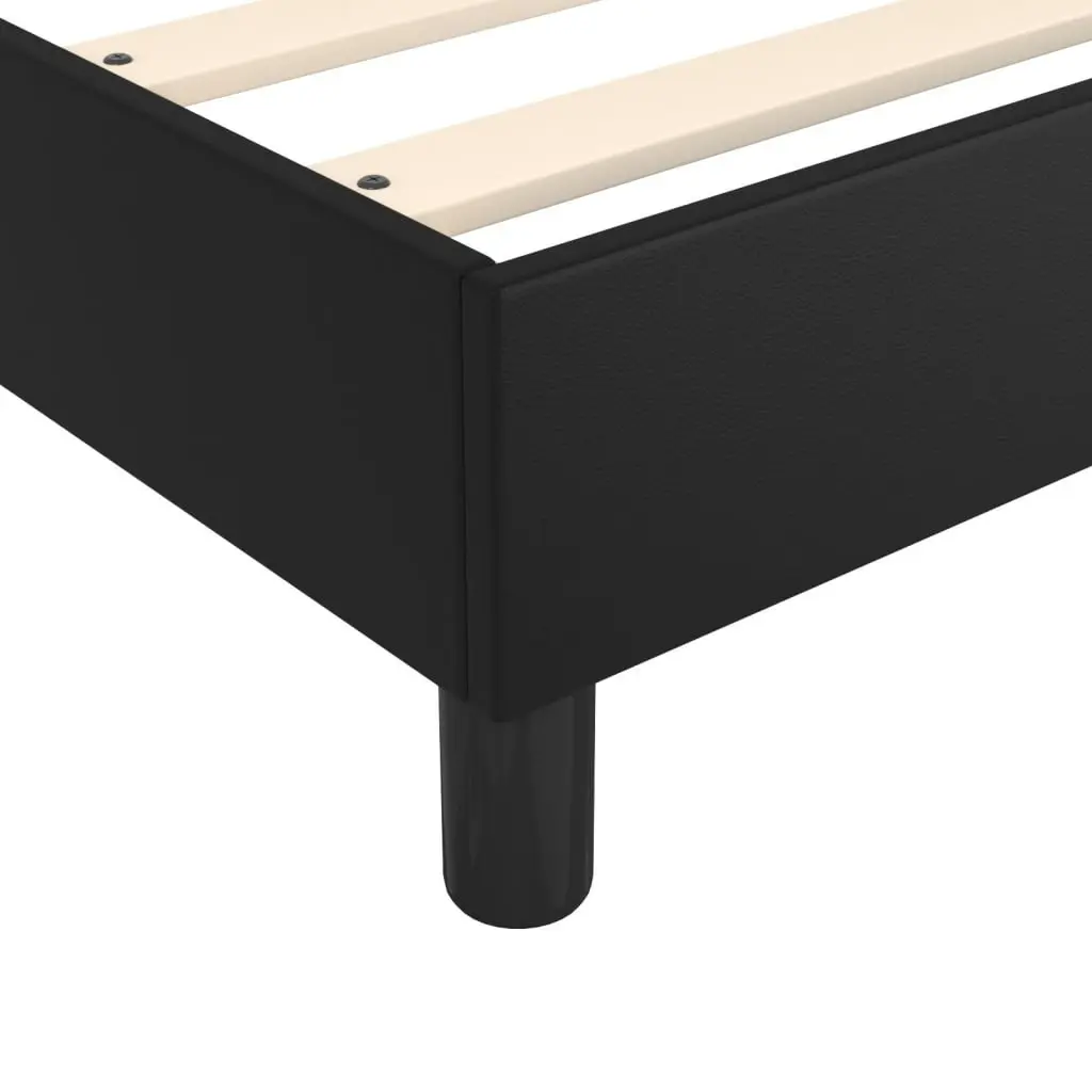 Queen Bed Frame with Pocket Spring Mattress Adjustable Headboard Black Faux Leather