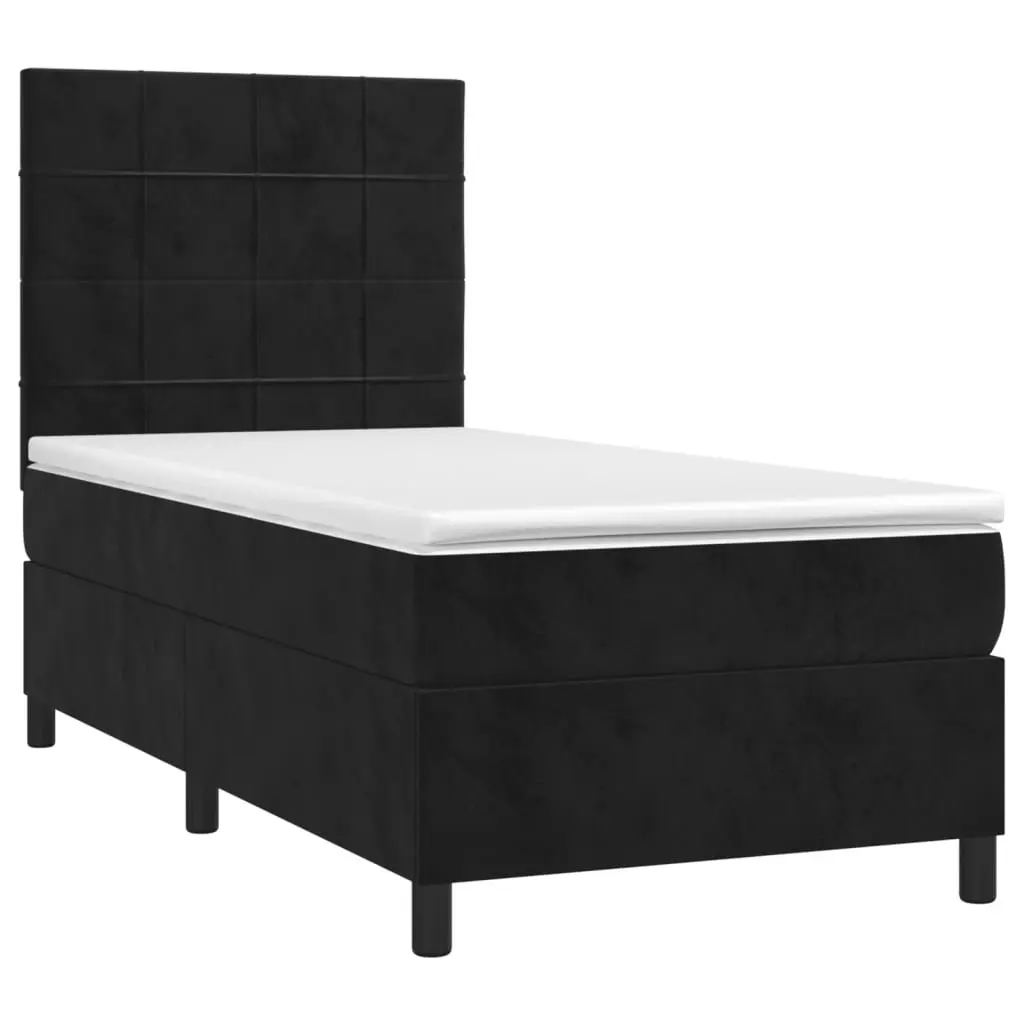 Pocket Spring Mattress Box Spring Bed Black Velvet 106x203cm King Single