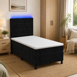 Luxurious Box Spring Bed with Adjustable Velvet Headboard