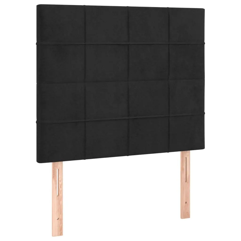 Box Spring Bed with Pocket Spring Mattress King Single Size Black Velvet Headboard