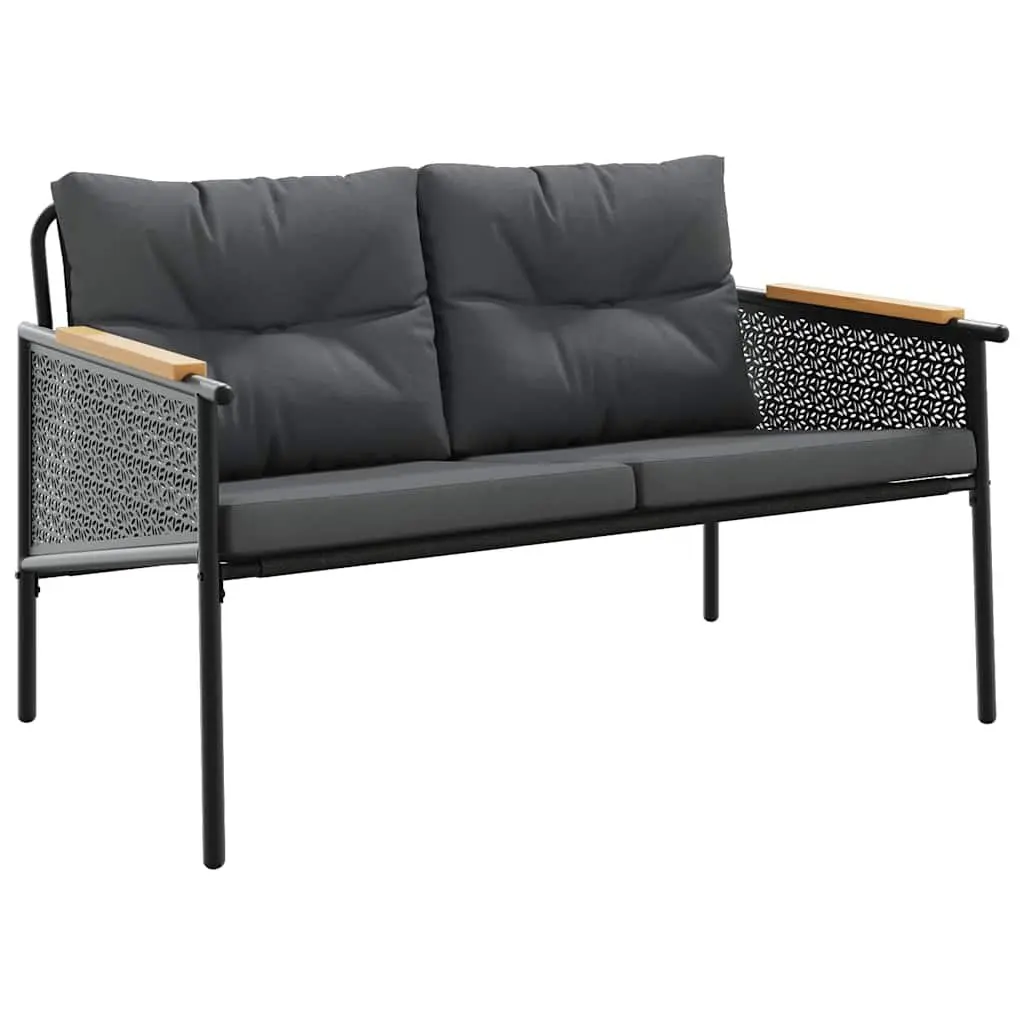 5 Piece Balcony Furniture Set Outdoor Patio Steel Frame Cushions Black