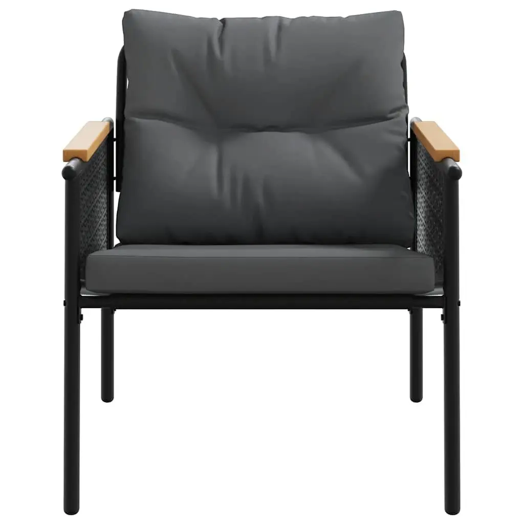5 Piece Balcony Furniture Set Outdoor Patio Steel Frame Cushions Black