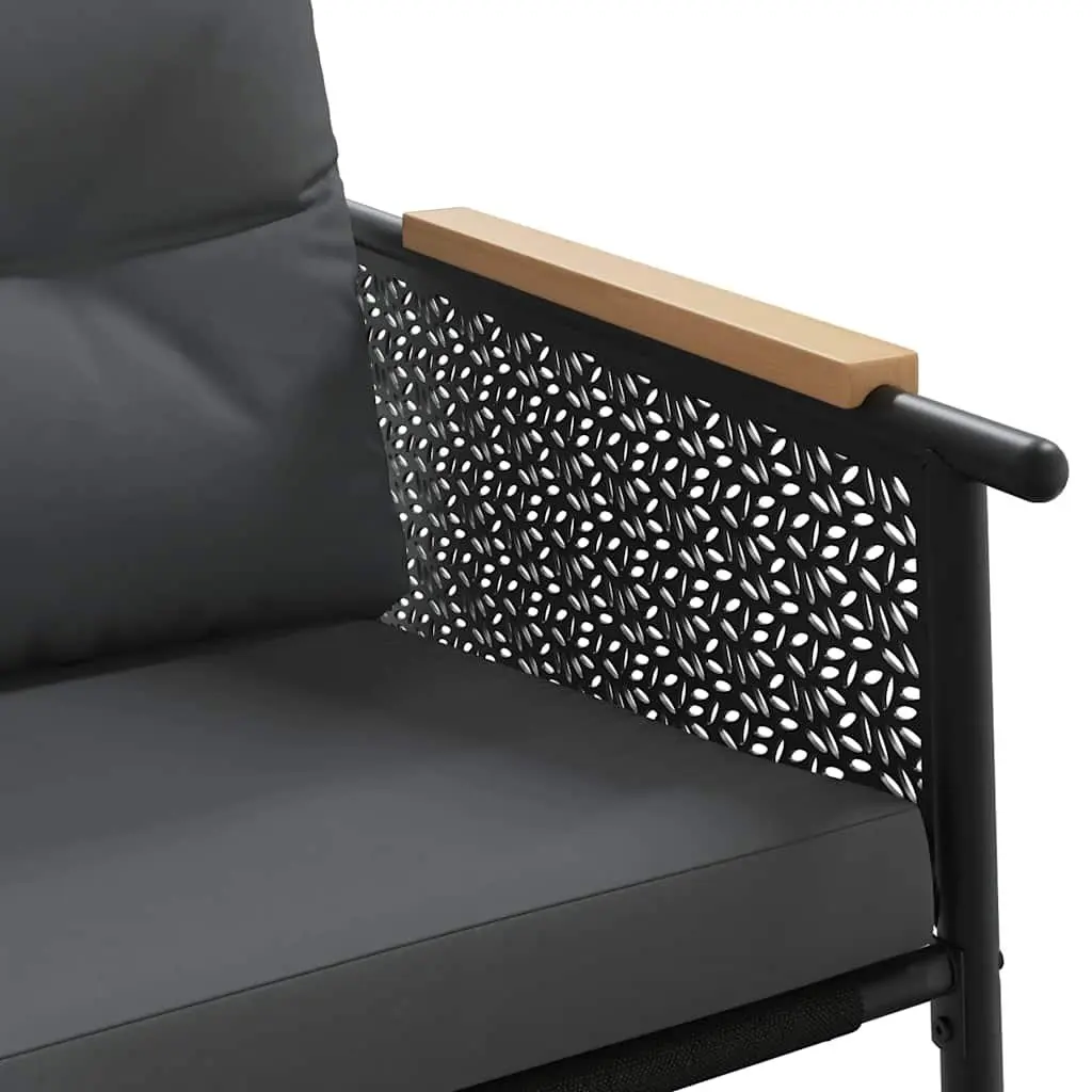 5 Piece Balcony Furniture Set Outdoor Patio Steel Frame Cushions Black