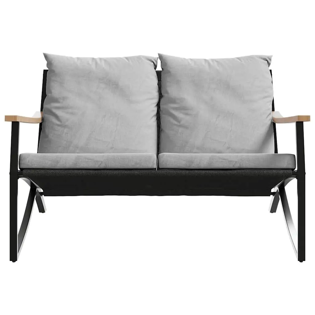 5 Piece Balcony Furniture Set Outdoor Patio Garden Black Steel Cushions