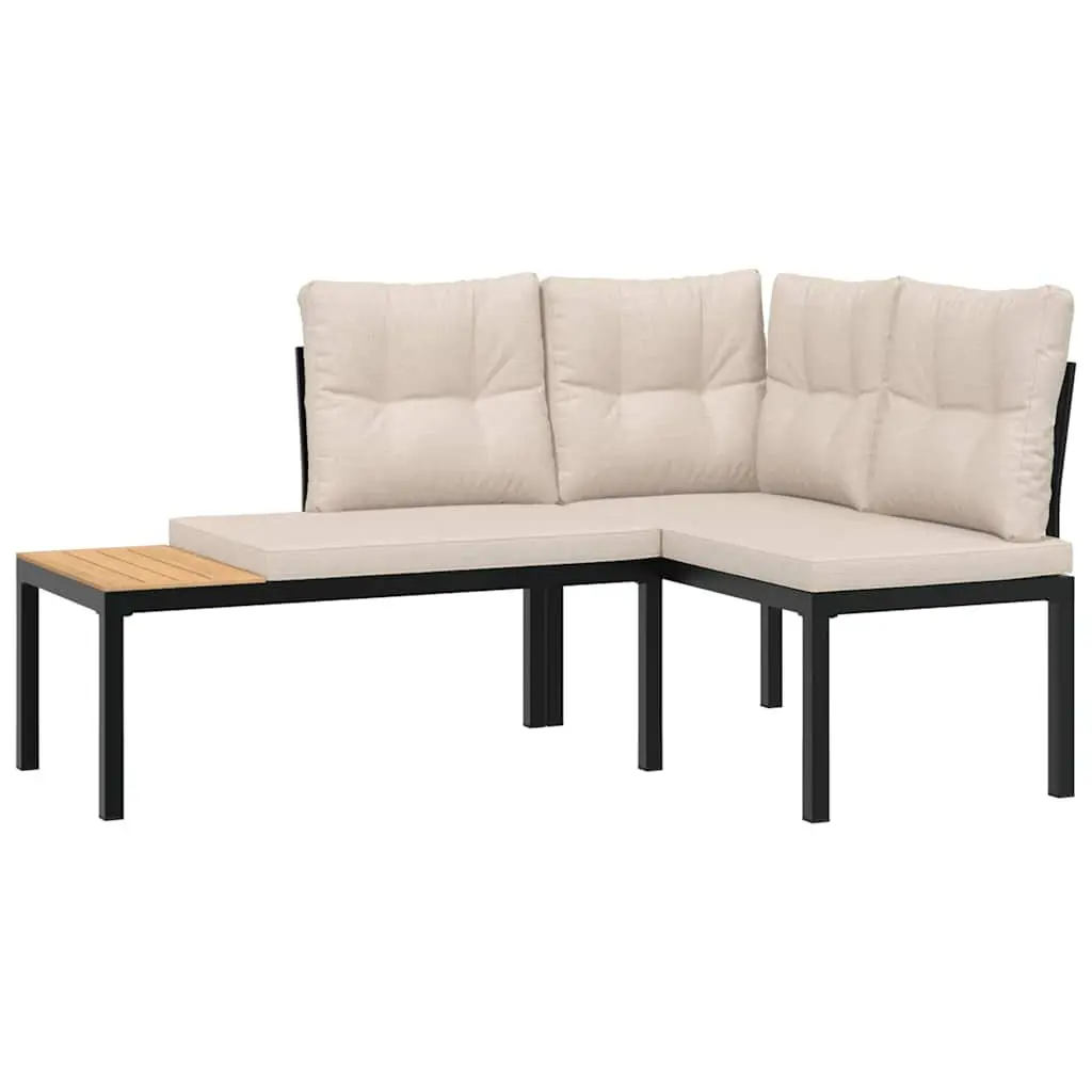4-Piece Garden Bench Set with Cushions and Side Table