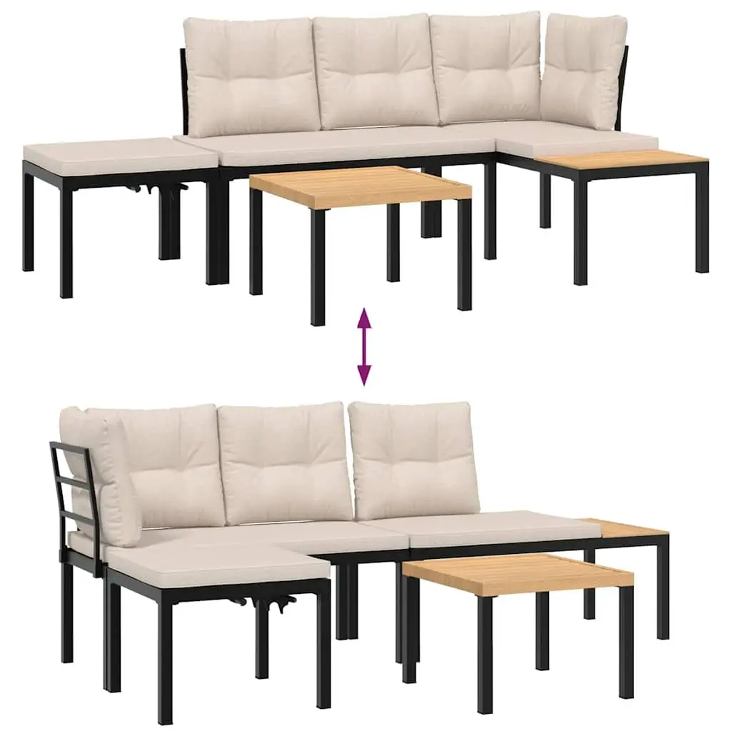 4-Piece Garden Bench Set with Cushions and Side Table