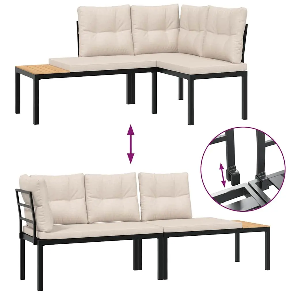 4-Piece Garden Bench Set with Cushions and Side Table