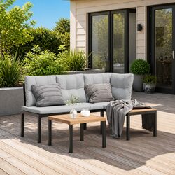 Reliable 3-Piece Garden Bench Set with Cushions - Black