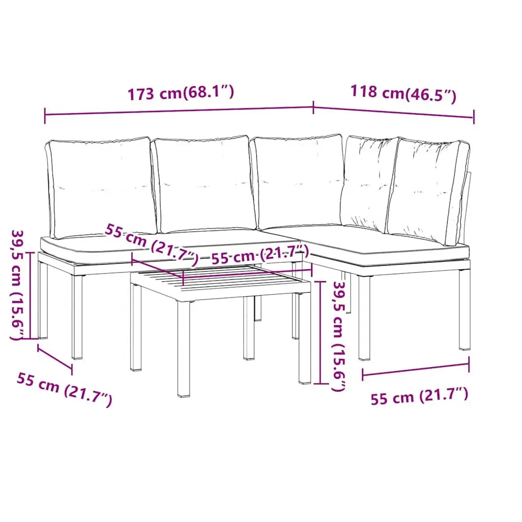Garden Bench Set with Cushions