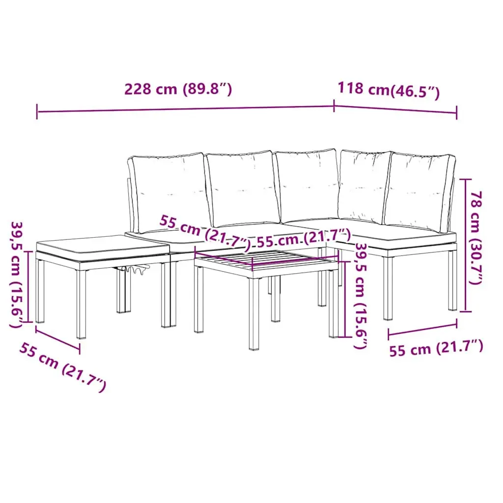 Garden Bench Set Outdoor Furniture 4 Pieces Black with Cushions