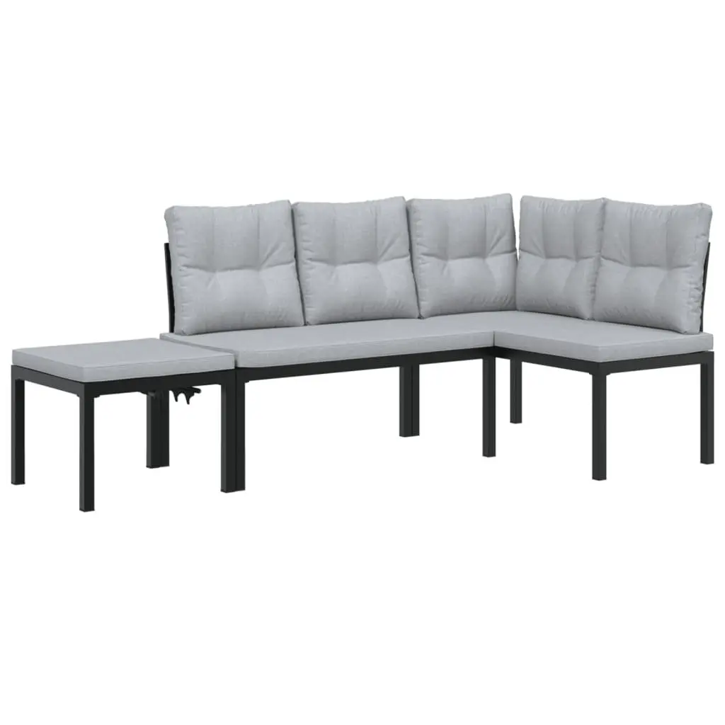 Garden Bench Set Outdoor Seating 3 Piece Black