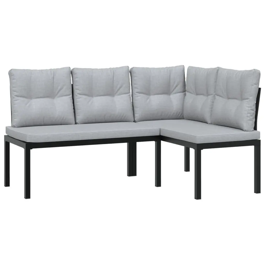 Garden Bench Set Outdoor Seating 3 Piece Black