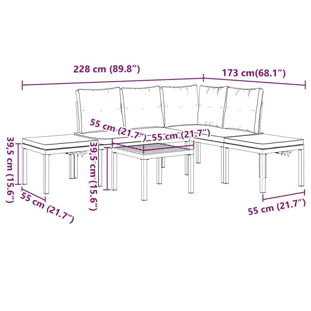 Light Grey 5-Piece Sofa Set for Outdoor Relaxation