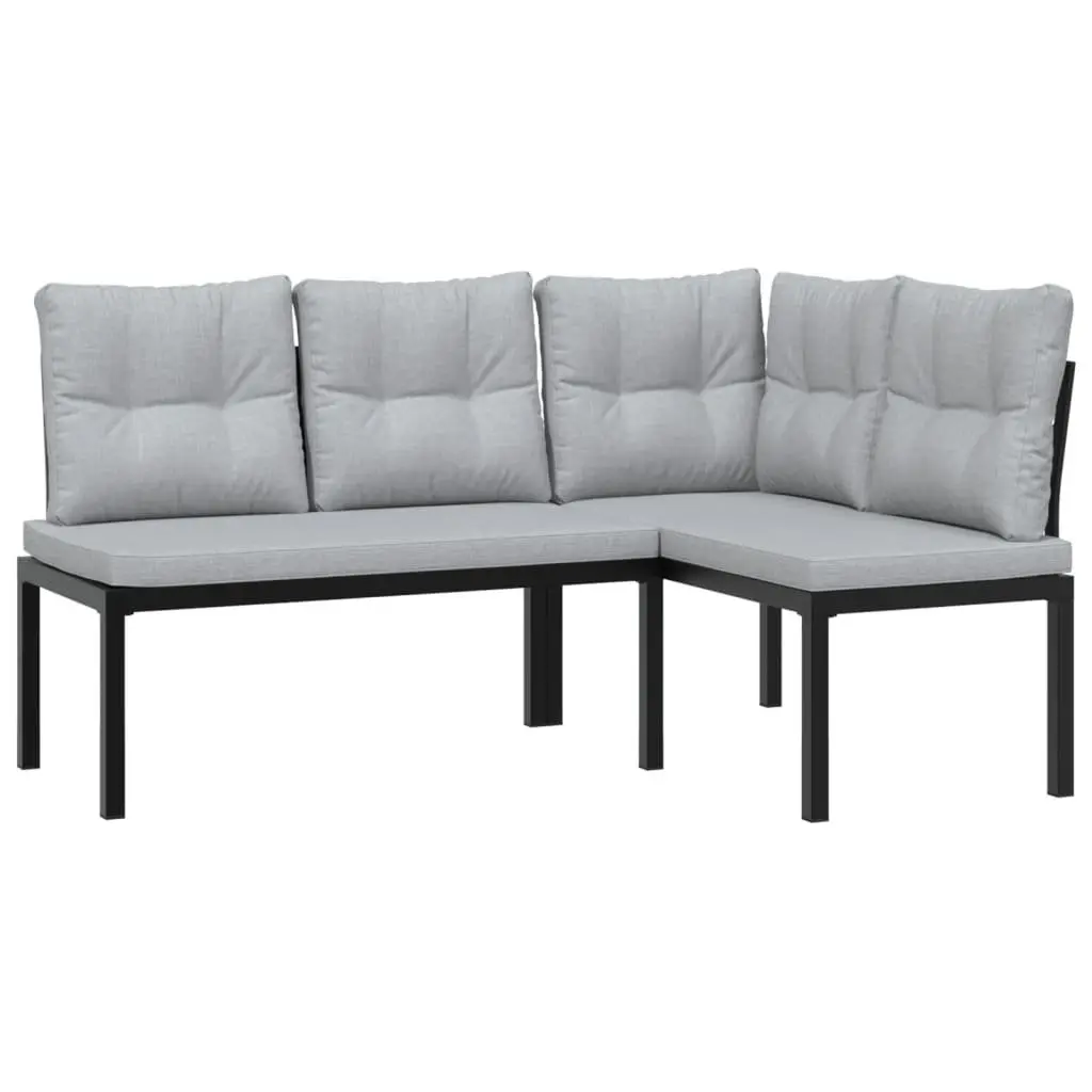 4 Piece Garden Sofa Set Outdoor Furniture Light Grey Patio Seating with Cushions