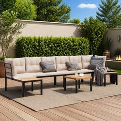 Reliable Outdoor Sofa Set with Taupe Cushions