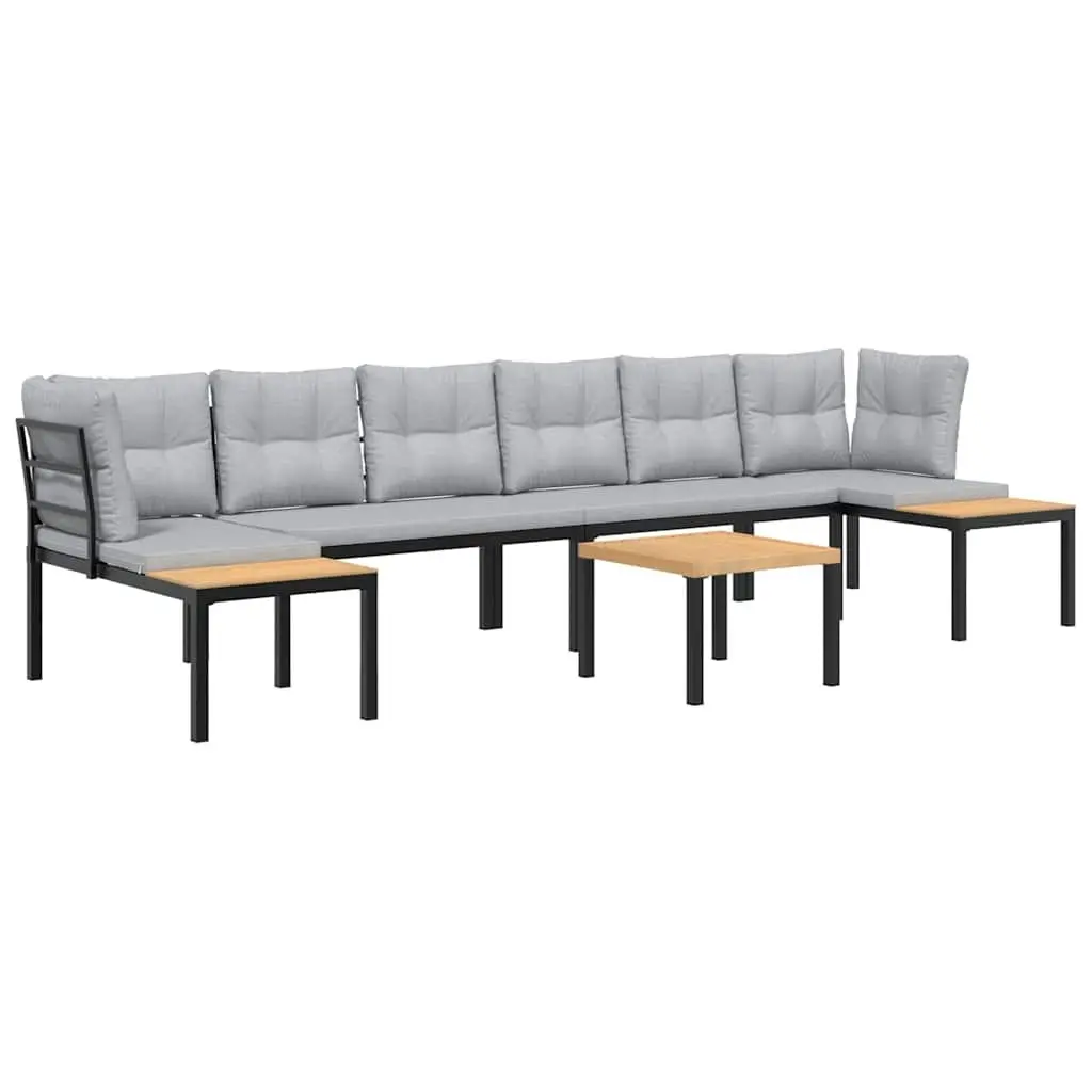 5 Piece Garden Sofa Set Outdoor Light Grey Powder-coated Steel with Cushions