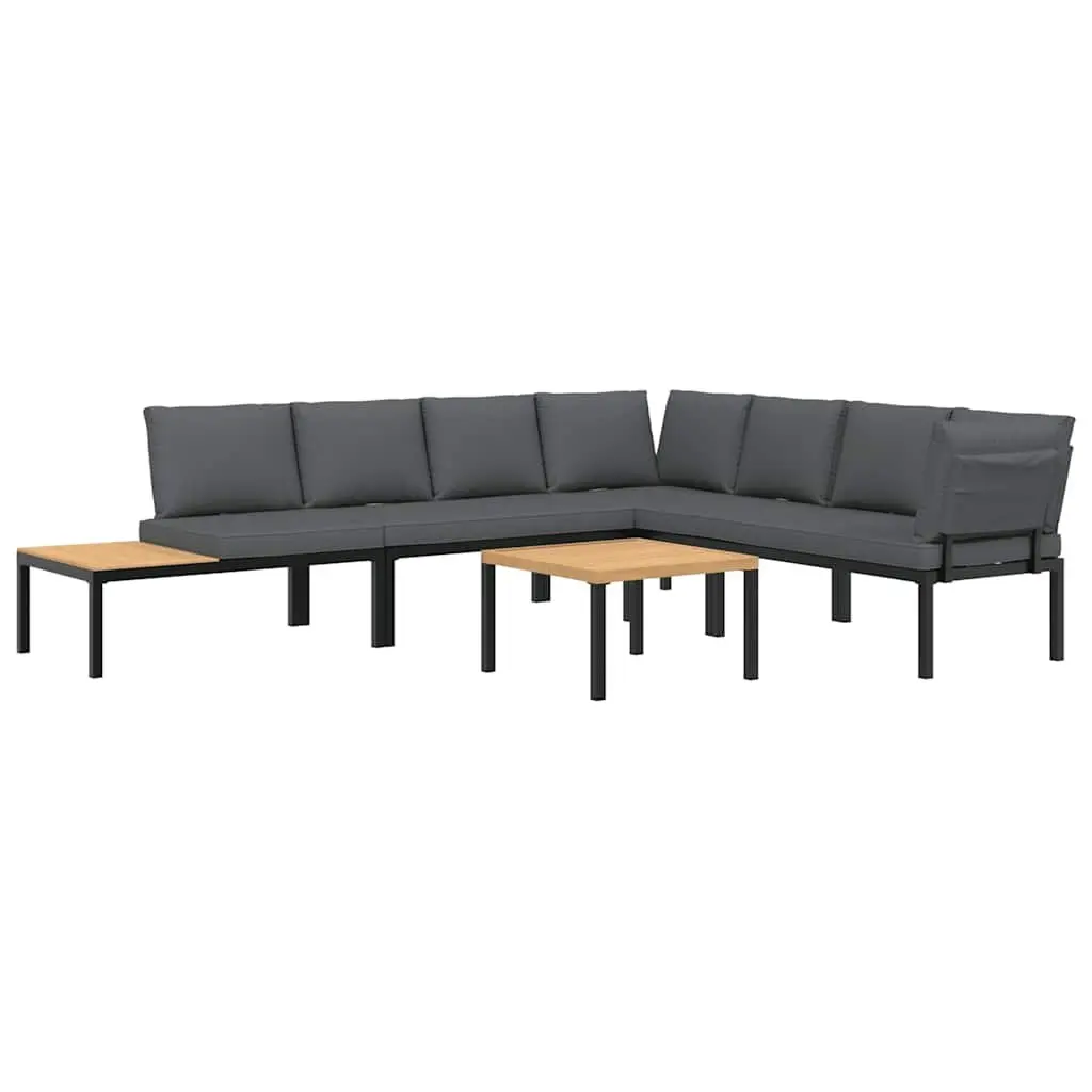 Garden Sofa Set 5 Piece Outdoor Furniture Modular Aluminium Black with Cushions