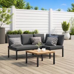 Comfortable and Reliable 3 Piece Garden Sofa Set with Cushions