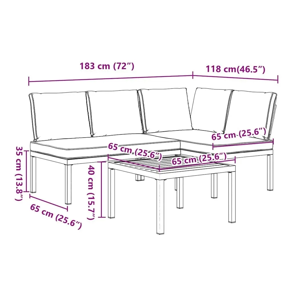 3 Piece Garden Sofa Set Outdoor Use Black Aluminium with Cushions