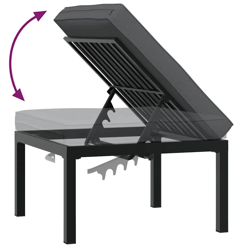 4 Piece Outdoor Garden Sofa Set with Cushions Black Aluminium Patio Furniture