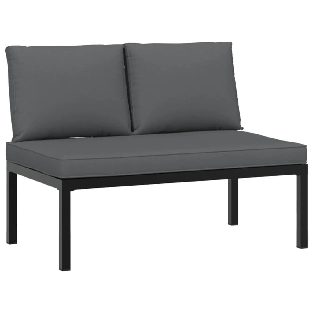 Garden Sofa Set Modular Outdoor Furniture 3 Piece Black Aluminium Cushions