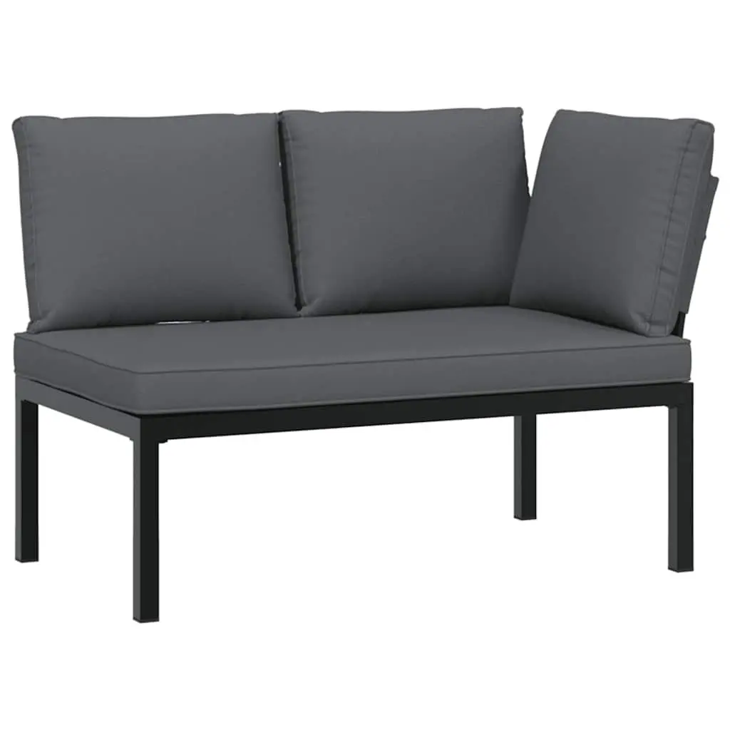 7 Piece Outdoor Garden Sofa Set Aluminium Cushions Black