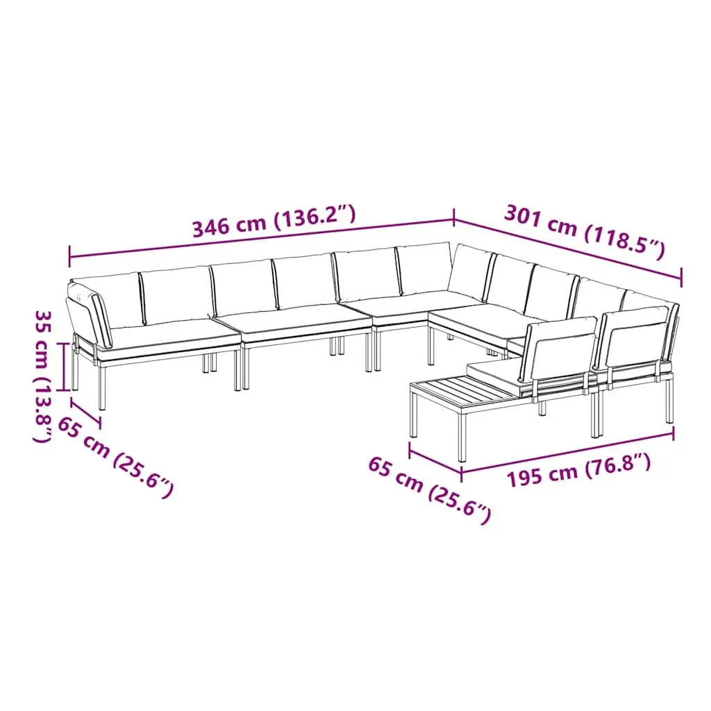 Outdoor Garden Sofa Set Modular Patio Furniture 6 Piece with Cushions Black