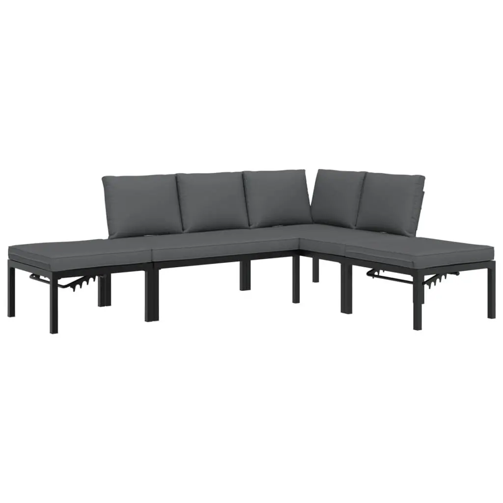 Modular Garden Sofa Set 4 Piece Outdoor Furniture Cushions Black