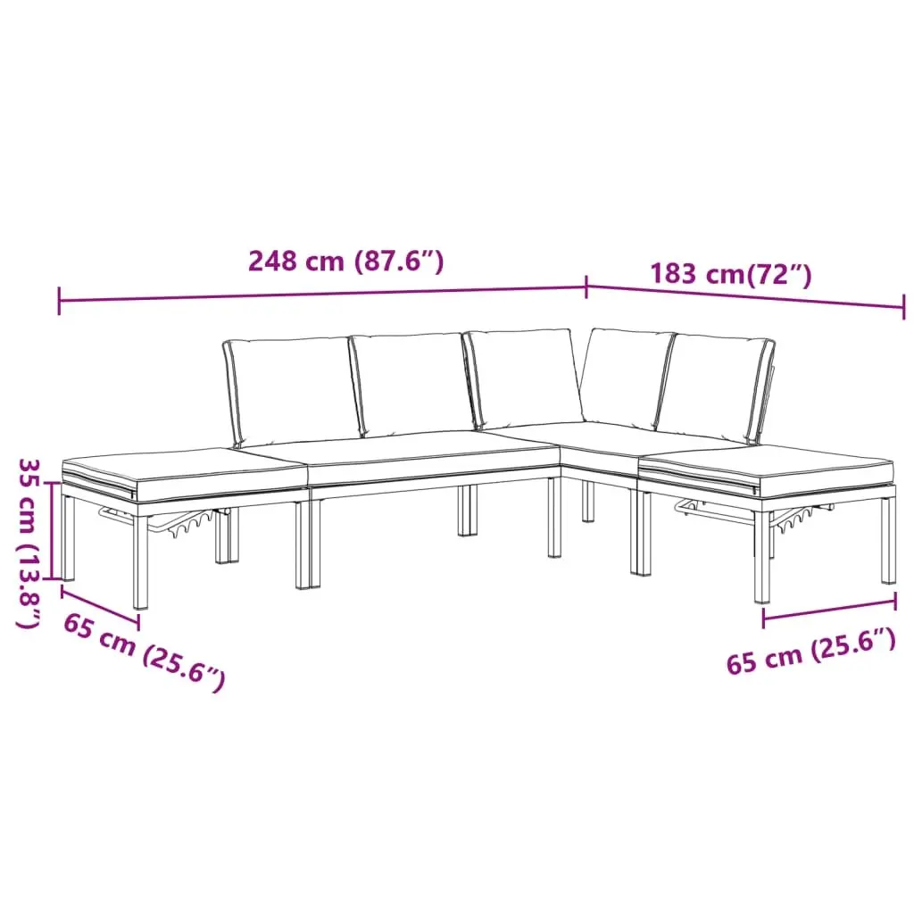 Modular Garden Sofa Set 4 Piece Outdoor Furniture Cushions Black