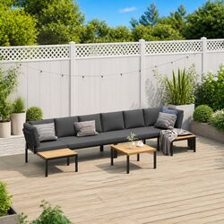 Value and Comfort: 5-Piece Black Aluminium Sofa Set