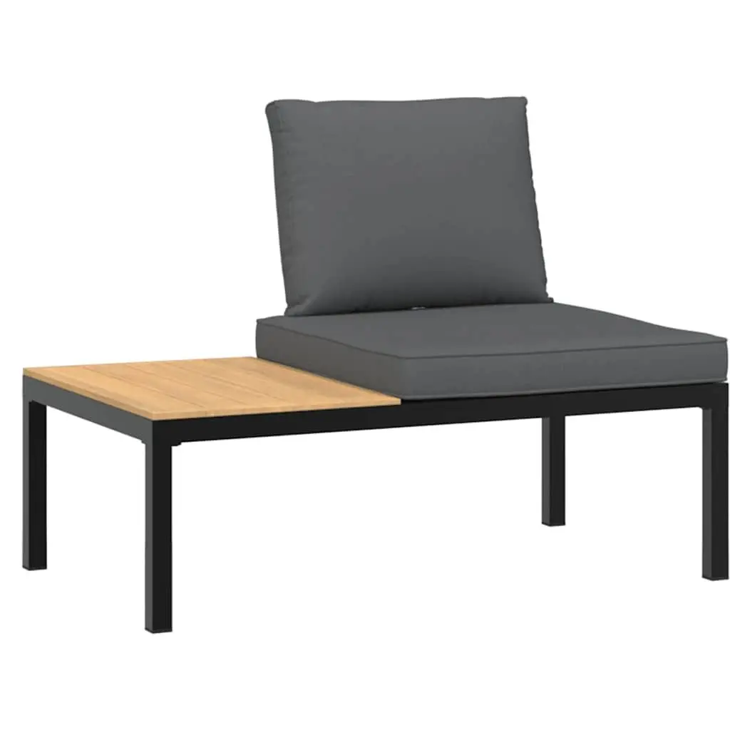 Garden Sofa Set 5 Piece Black Aluminium Outdoor Furniture with Cushions