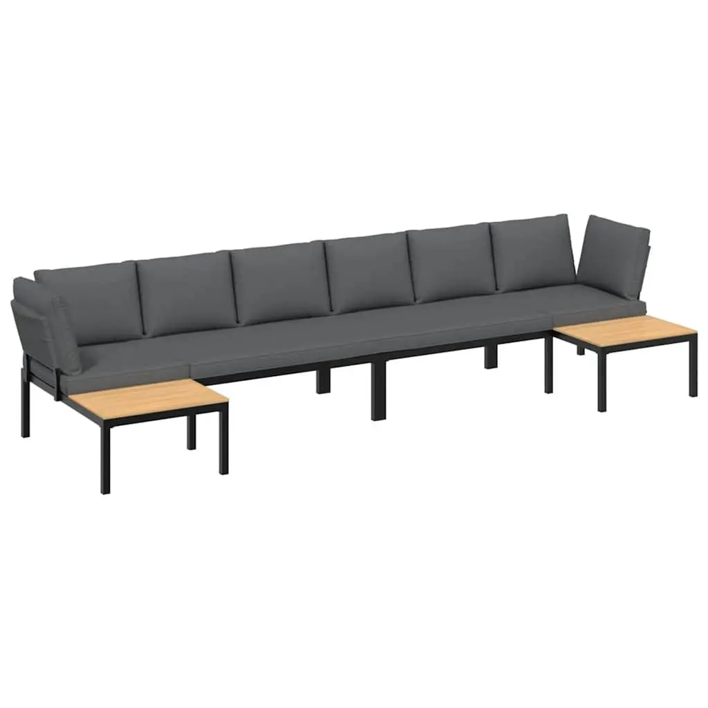 Modular Garden Sofa Set 4 Piece Outdoor Furniture Black Aluminium