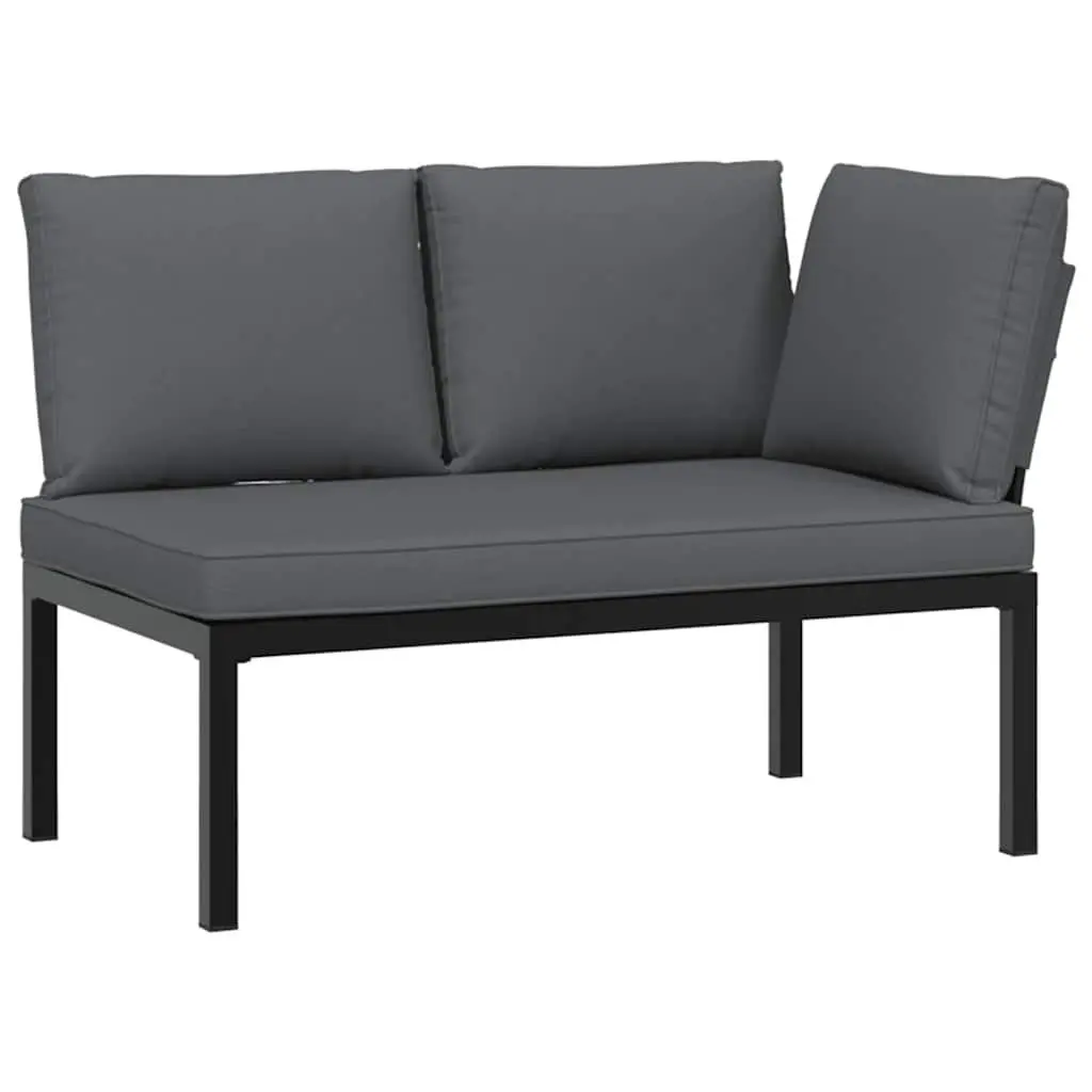 Modular Garden Sofa Set 4 Piece Outdoor Furniture Black Aluminium