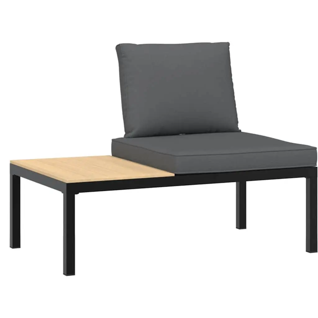 Modular Garden Sofa Set 4 Piece Outdoor Furniture Black Aluminium