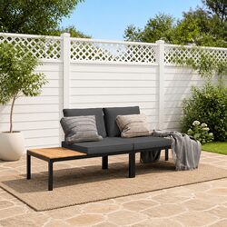 Garden Sofa Set 2 Piece Modular Outdoor Furniture in Black